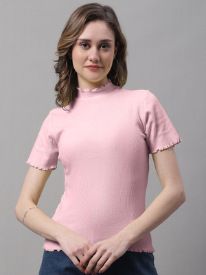 FBAR Casual Self Design Women Pink Top