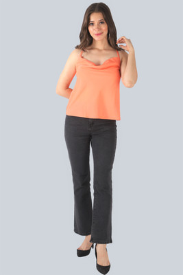 Raffaella Party Solid Women Orange Top
