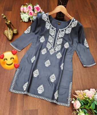 RUDRANI FASHION Casual Self Design Women Grey, White Top