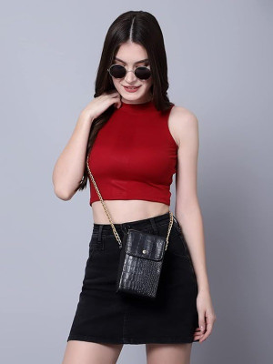 KLASY Casual Solid Women Maroon Top
