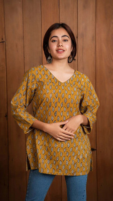 flipFabric Casual Printed Women Yellow Top