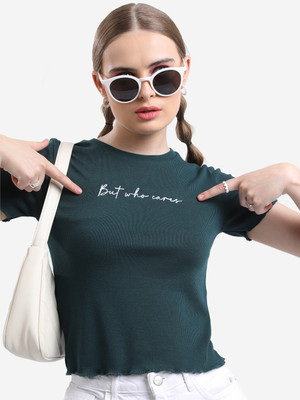 Tokyo Talkies Casual Printed Women Dark Green Top