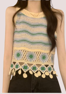 Laxmi Empire Casual Self Design Women Green Top