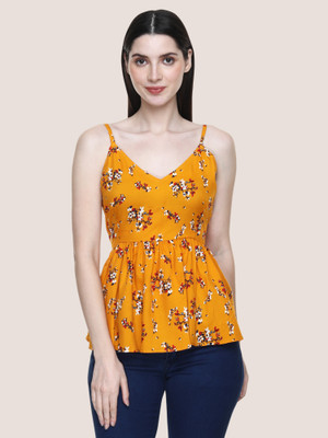 SZN Casual Floral Print Women Yellow Top