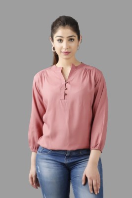 himanc Casual Self Design Women Pink Top