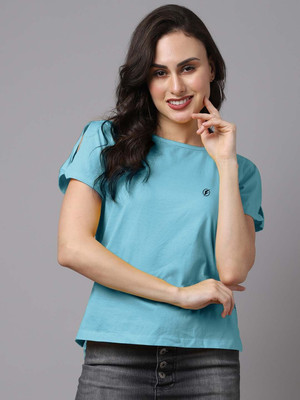 HouseOfCommon Casual Solid Women Light Blue Top