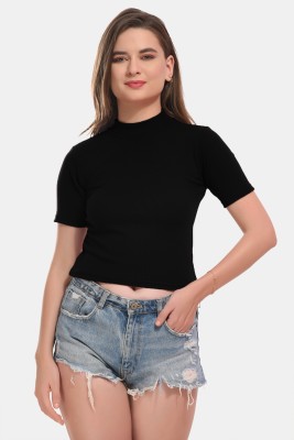 ESOROUCHA Casual Self Design Women Black Top