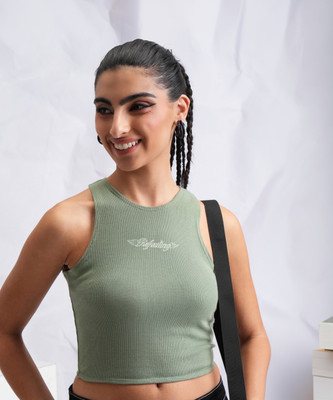 Tokyo Talkies Casual Solid Women Green Top