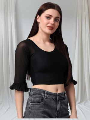 HOC's Casual Solid Women Black Top