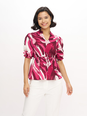 AASK Casual Printed Women Purple Top