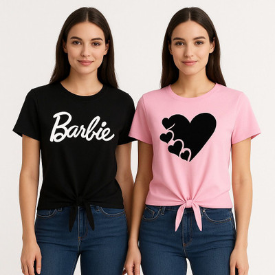VGEnterprises Casual Printed, Graphic Print Women Black, Pink Top