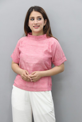 CRAZEVILLA Casual Solid Women Pink Top