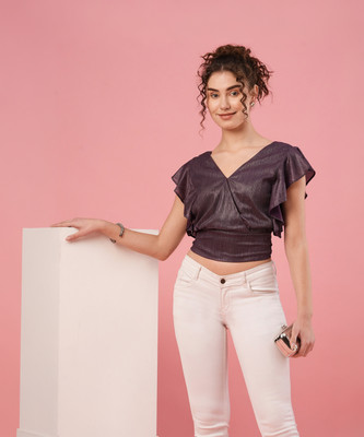 Globus Casual Self Design Women Purple Top