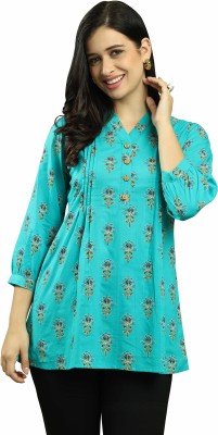 Rajnandini Casual Printed Women Light Blue Top