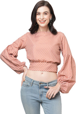 GO.4.IT Casual Polka Print Women Pink, White Top