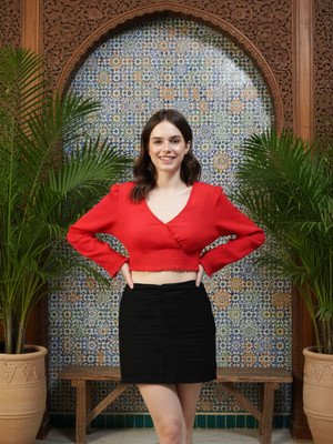 OXOLLOXO Casual Solid Women Red Top
