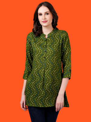 JC4U Women Printed Straight Kurta(Green)