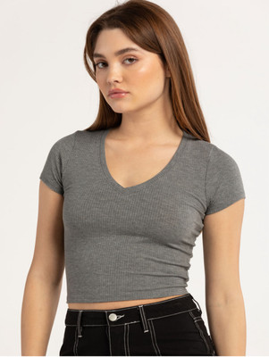 Sollobell Casual Solid Women Grey Top