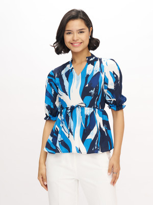 Dressberry Party Printed Women Dark Blue Top