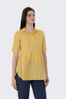 BIRDIEfashion Casual Striped Women Yellow Top