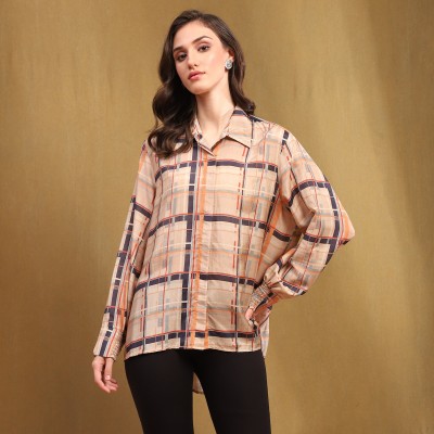 BIBA Casual Checkered Women Beige Top