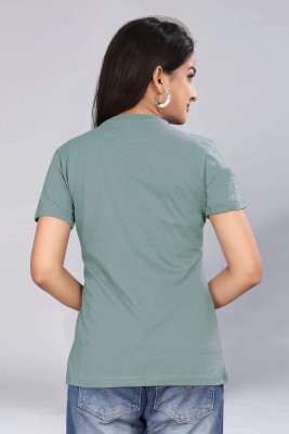 CRYSTON Casual Printed, Solid Women Green Top