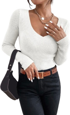 CRAMPLE Casual Self Design Women White Top