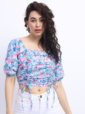 Tokyo Talkies Casual Printed Women Blue Top