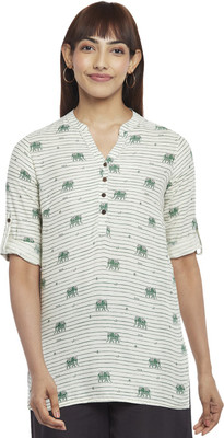 Akkriti by Pantaloons Casual Printed Women White Top