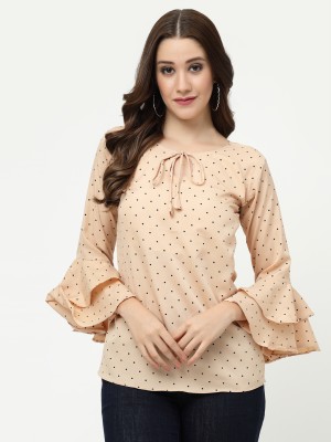 MISS AYSE Casual Printed Women Beige Top