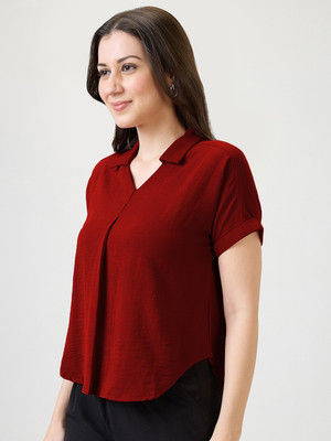 Globus Formal Solid Women Red Top