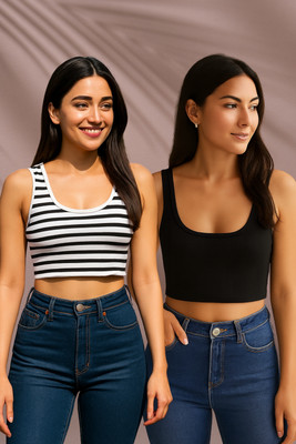 Sanvali Saloni Casual Solid Women White, Black Top
