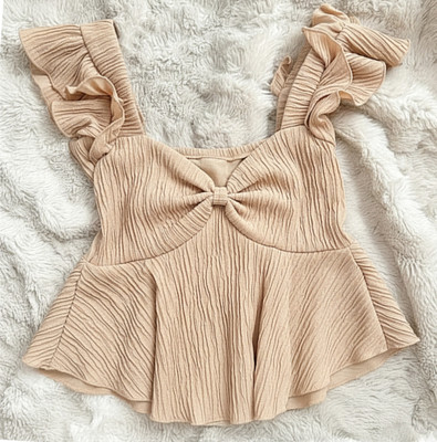 Tops Nova Casual Self Design Women Beige Top