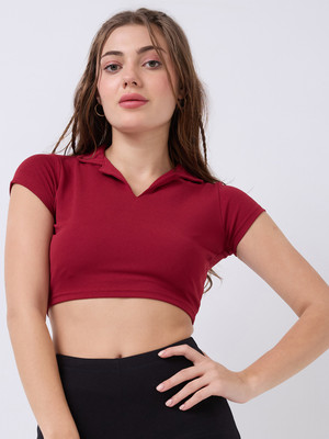 SZN Party Solid Women Maroon Top