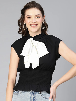 OXOLLOXO Casual Solid Women Black Top