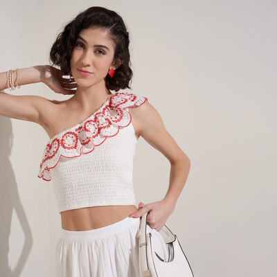 Honey By Pantaloons Casual Solid Women White Top