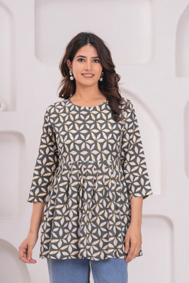 CHOISE GABBAA Casual Printed Women Grey Top