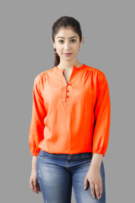 ANIHA Casual Printed Women Orange Top