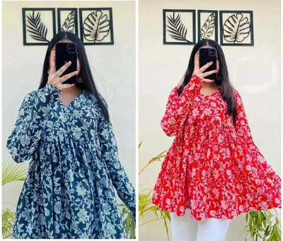 BIBHATSU Casual Floral Print Women Multicolor Top