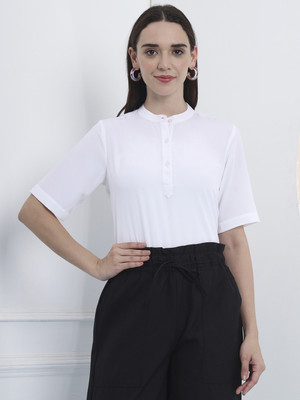 fithub Formal Self Design Women White Top