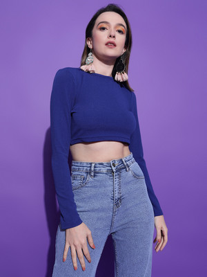 KOTTY Casual Solid Women Blue Top