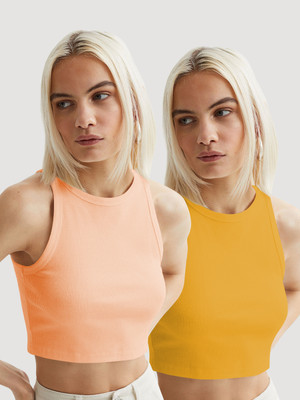 METRONAUT Casual Striped Women Orange Top