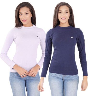 RiverHill Casual Solid Women Dark Blue, White Top