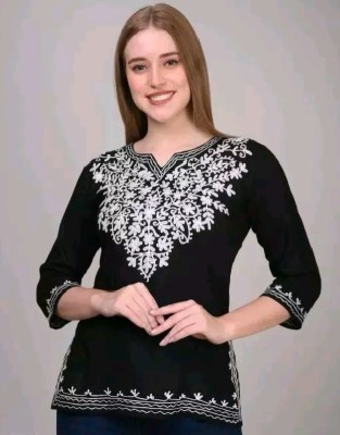 Naaz Clothing Party Embroidered Women Black Top