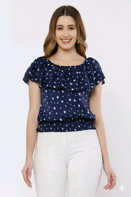 JunoFit Casual Printed Women Black, White Top