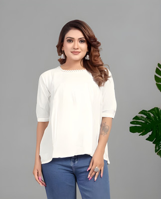 ShreeKhatu Casual Solid Women White Top