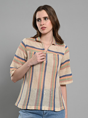 IZEL Casual Striped Women Multicolor Top