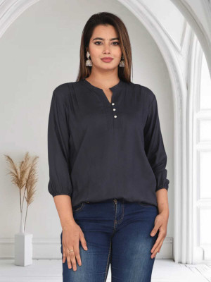 Himanc Enterprises Casual Solid Women Grey Top