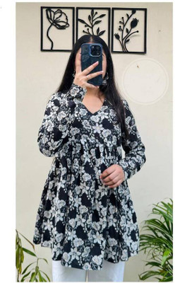 Ankita Fashion Collection Casual Printed Women Black Top