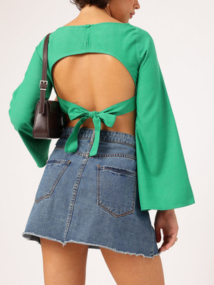 Dressberry Casual Solid Women Green Top